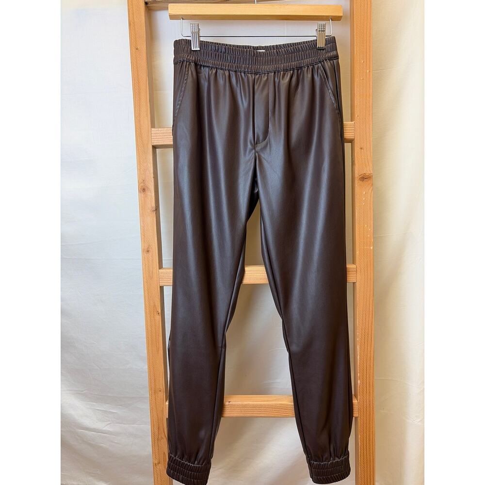 NWT Dear John Boutique BROWN Faux Leather Jogger Pant #0355 XL